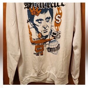 Scarface White Pullover Sweater Size Small - Oversized NWOT Cotton Unisex